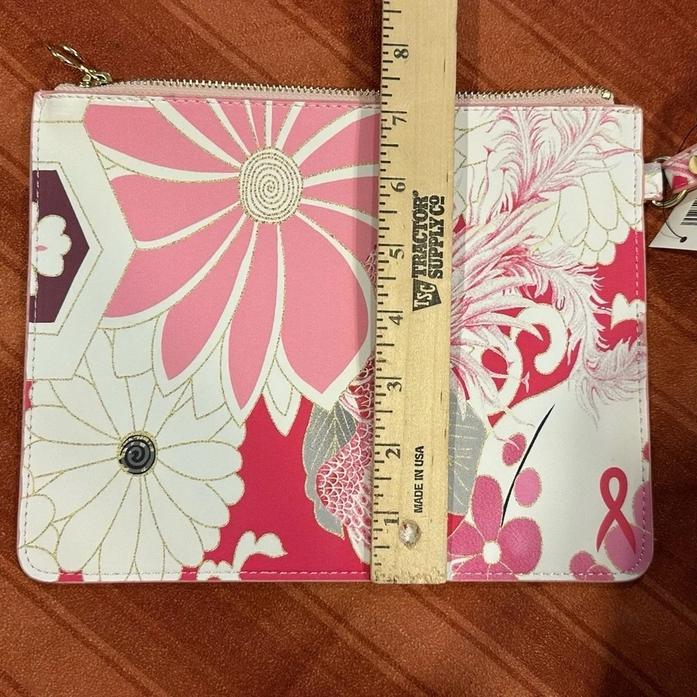 CHICOS Floral Printed Zip Pouch Breast Cancer Awareness New Retail $39.50 - Picture 4 of 10